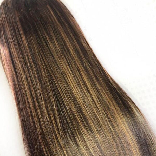 130% Long Straight Honey Blond 13x4 Lace Front Human Hair Wig for Women Ombre Highlight Remy Brazilian Plucked - Image 5