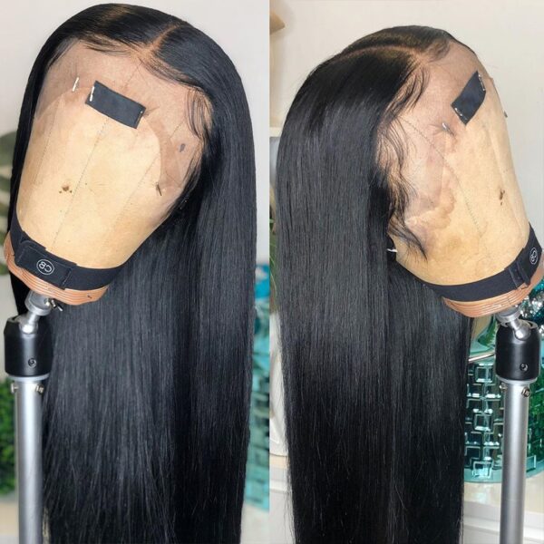 130% Straight Lace Front Human Hair Wigs For Women PrePluck Natural Black Remy Brazilian 13x4 Lace Wig Bleached Knots - Image 4