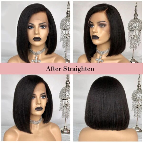 13x4 Kinky Straight Short BOB 150% Lace Front Human Hair Wigs For Women Middle Ratio Remy Brazilian Plucked Bleached - Image 2