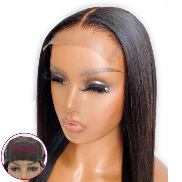 4x4 Lace Closure Wig Straight Brazilian Lace Front Human Hair Wigs PrePlucked 180% Lace Frontal Wig For Black Women